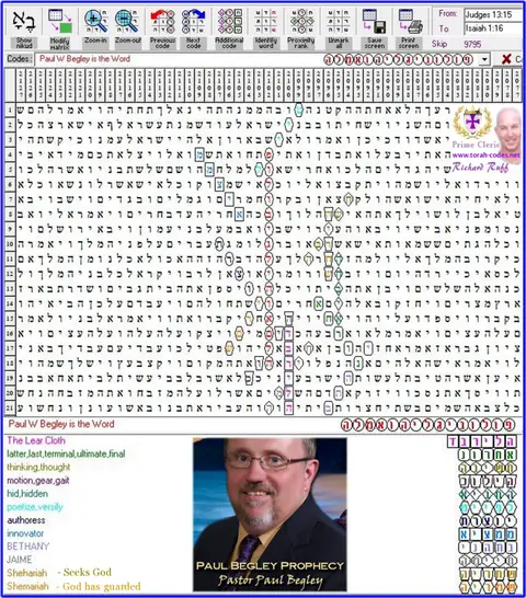 Torah Code matrix: Paul W Begley