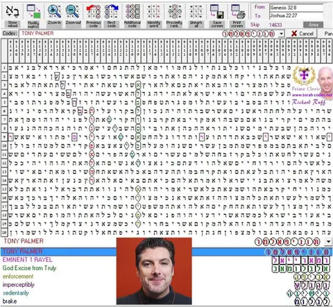Torah Code matrix: Tony Palmer