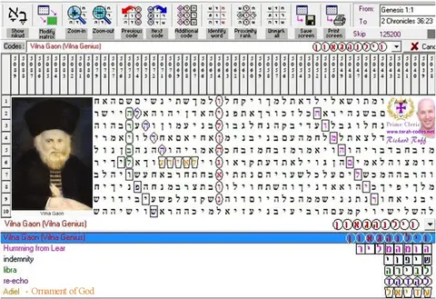 Torah Code matrix: Vilna Gaon