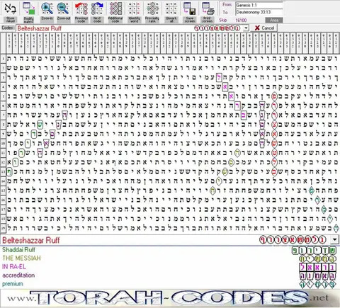 Torah Code matrix: Belteshazzar