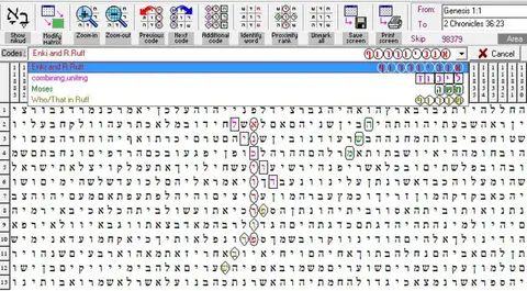 Torah Code matrix: Enki and R.Ruff