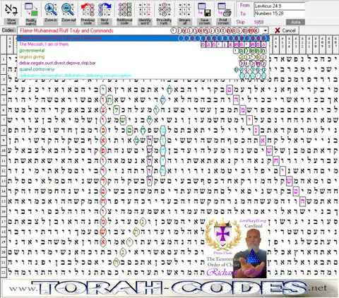 Torah Code matrix: Flame Muhammad Ruff Truly and Commands