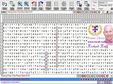 Torah Code matrix: Prime Cleric R.R