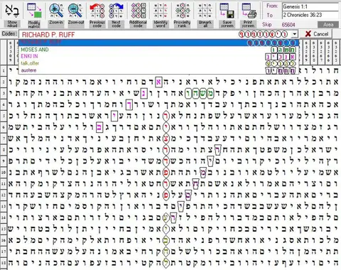 Torah Code matrix: Richard P. Ruff