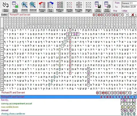 Torah Code matrix: Richard R 1