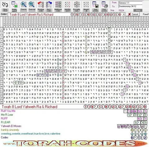 Torah Code matrix: Torah 8 Lord YHVH Ra & Richard