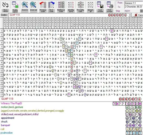 Torah Code matrix: GLMP 119
