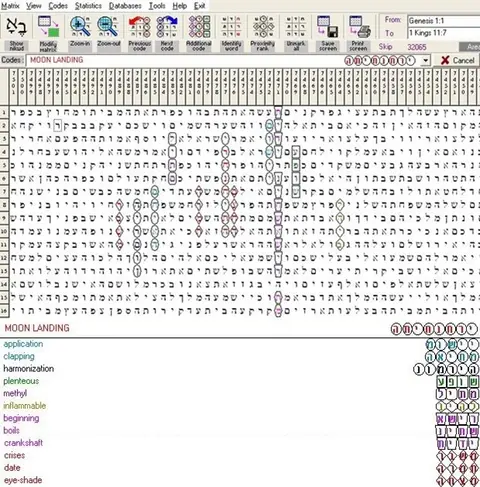 Torah Code matrix: Moon Landing