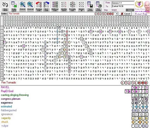 Torah Code matrix: Fire Tornado