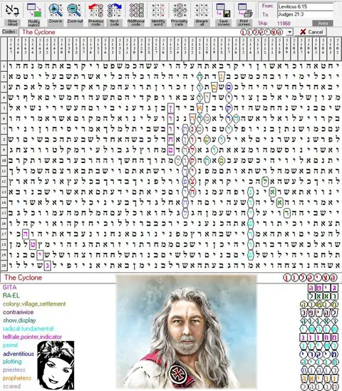 Torah Code matrix: The Cyclone Gita