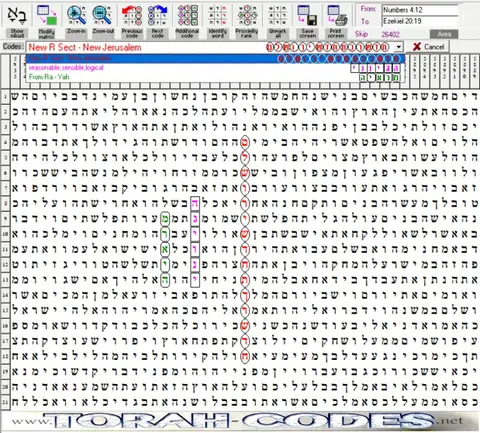 Torah Code matrix: New R Sect New Jerusalem