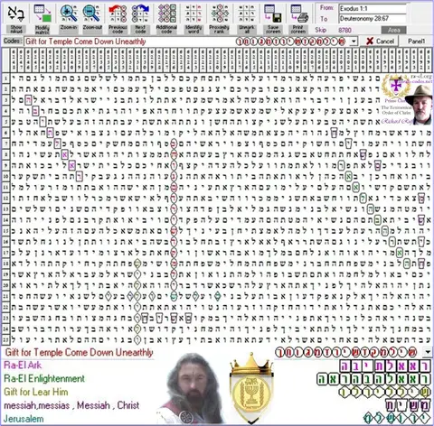 Torah Code matrix: Temple Come Down