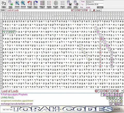 Torah Code matrix: Lord of Lords
