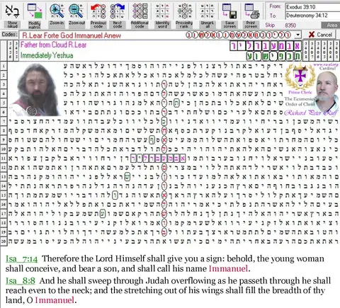 Torah Code matrix: R.Lear Immanuel