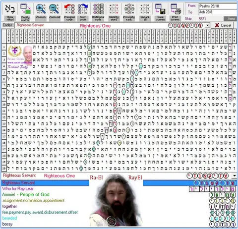 Torah Code matrix: Righteous One