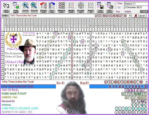 Torah Code matrix: 3 Author Torah