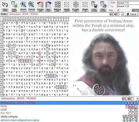 Torah Code matrix: Yeshua12